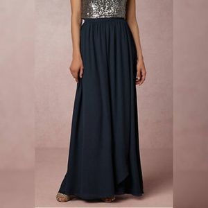 Anthropologie Hitherto Jane Faux Wrap Navy Maxi Skirt sz 4